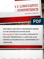 Linguistic Competence: Unconscious Grammar Knowledge