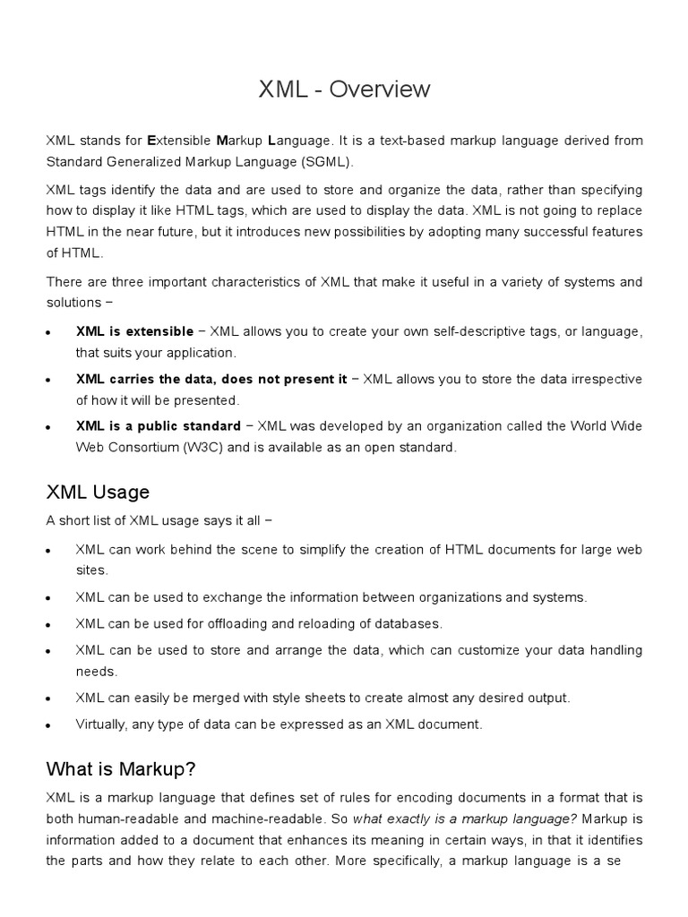 XML - Overview | PDF | Xml | Markup Language