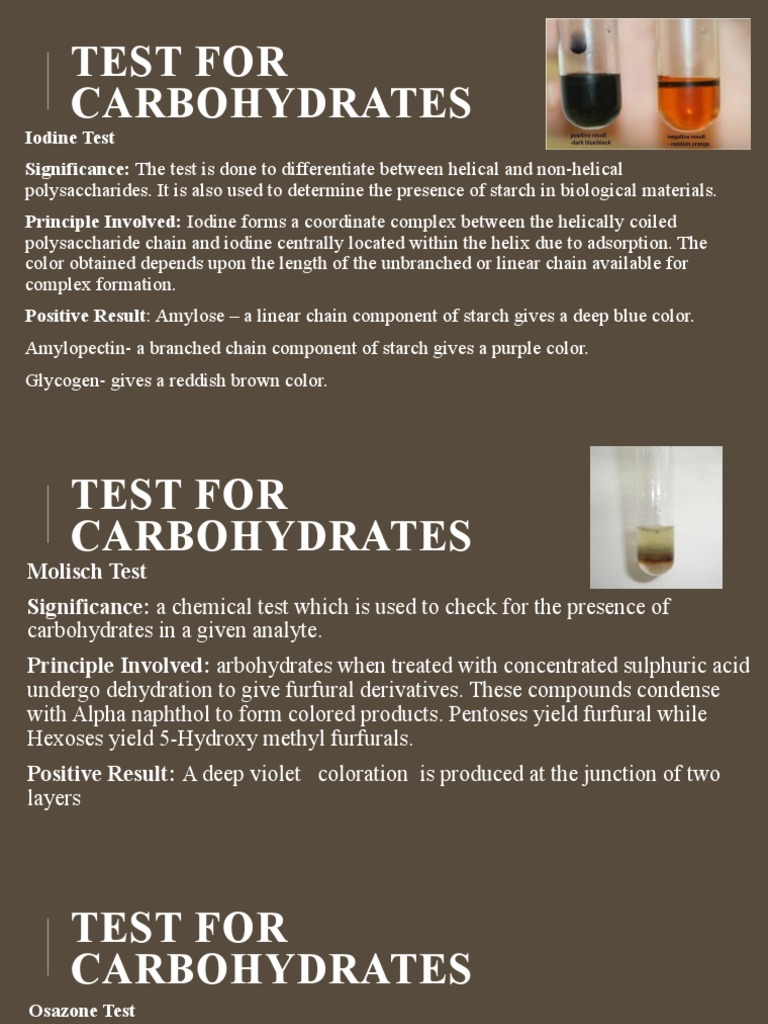 Test For Carbohydrates PDF Carbohydrates Acid