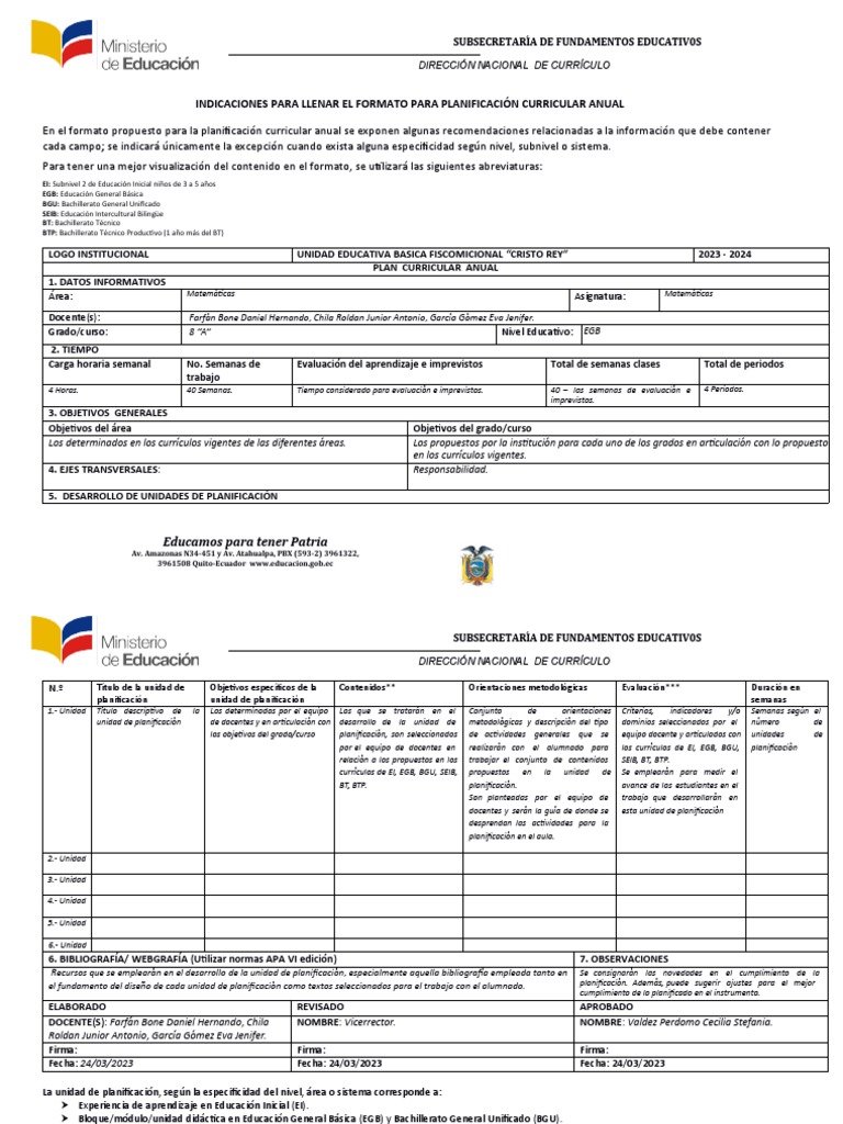 Indicación PCA 2023-2024 Matemáticas | PDF | Plan de estudios ...