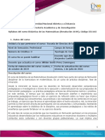 Syllabus Del Curso Didáctica de Las Matemáticas 551165 (Resolución 1049) PDF