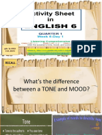 ENGLISH 6, Q1, WEEK 6, DAY 1 - Infer The Speaker's Tone, Mood, and Purpose