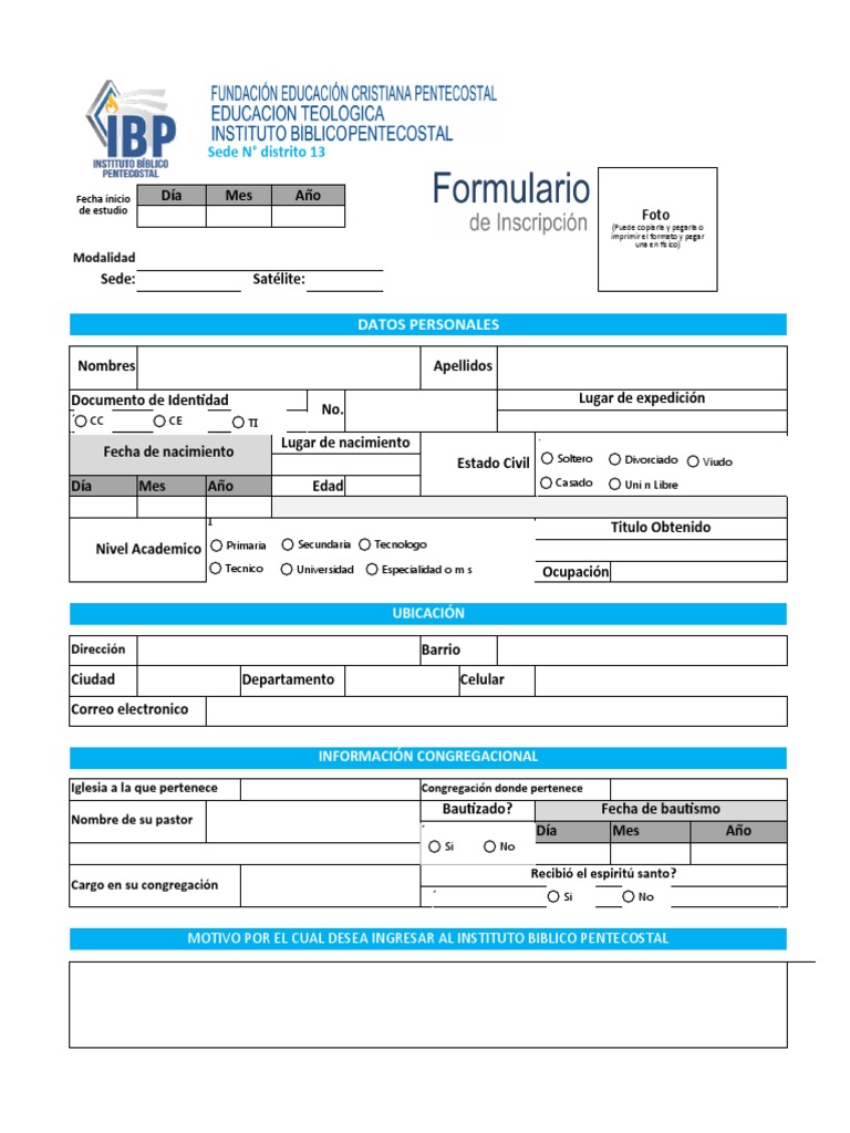 Formulario de Inscripción IBP | PDF