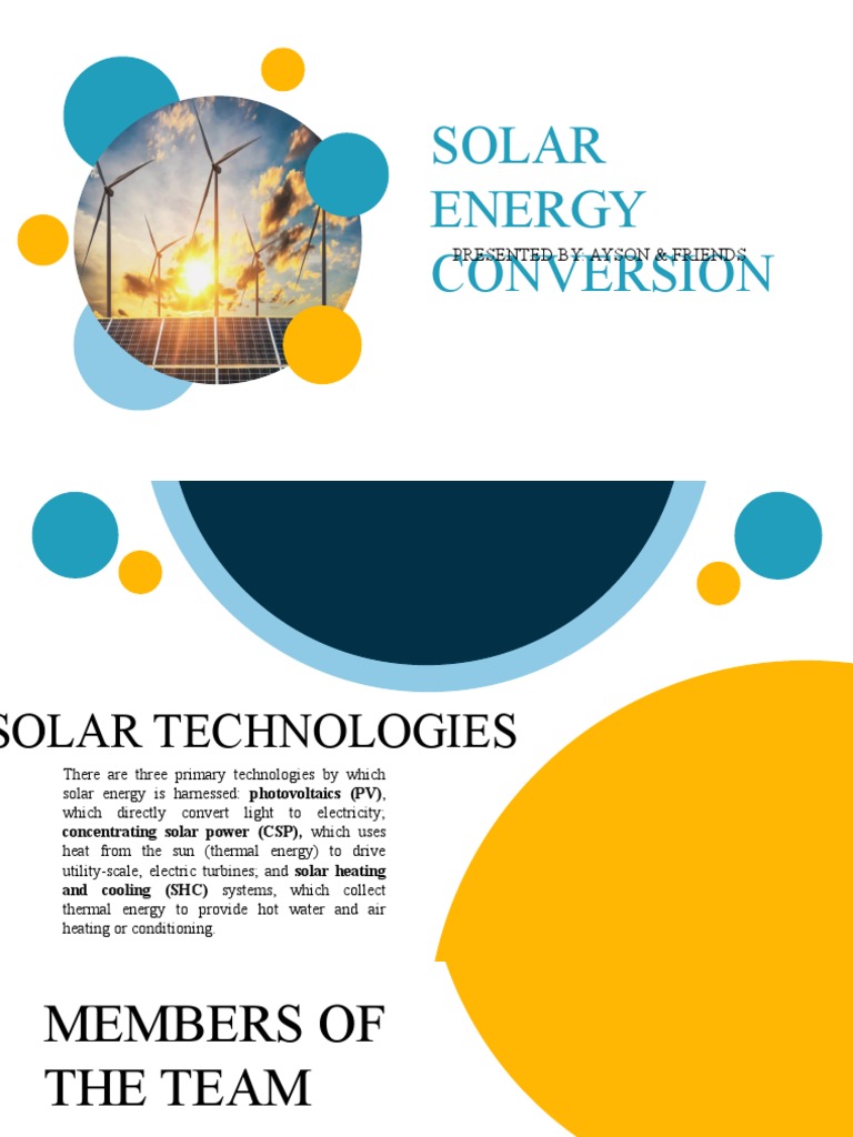 Solar Energy Conversion Technologies | PDF | Solar Power | Photovoltaic ...