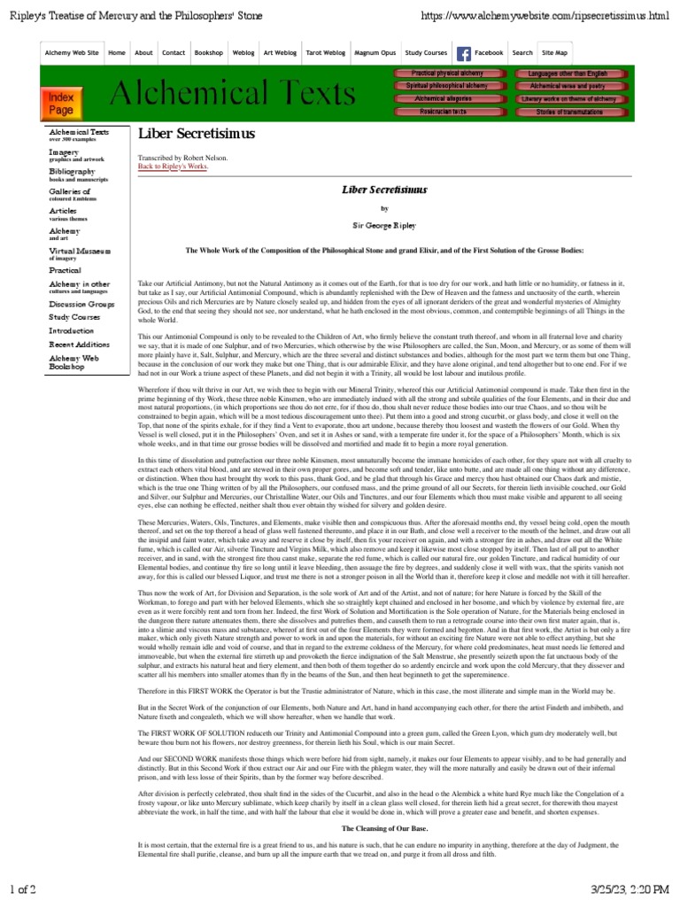Liber Secretisimus by George Ripley | PDF | Alchemy