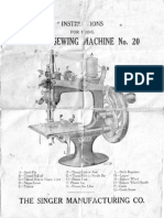 Form 7933 Instructions for Using Singer Sewing Machine No. 20