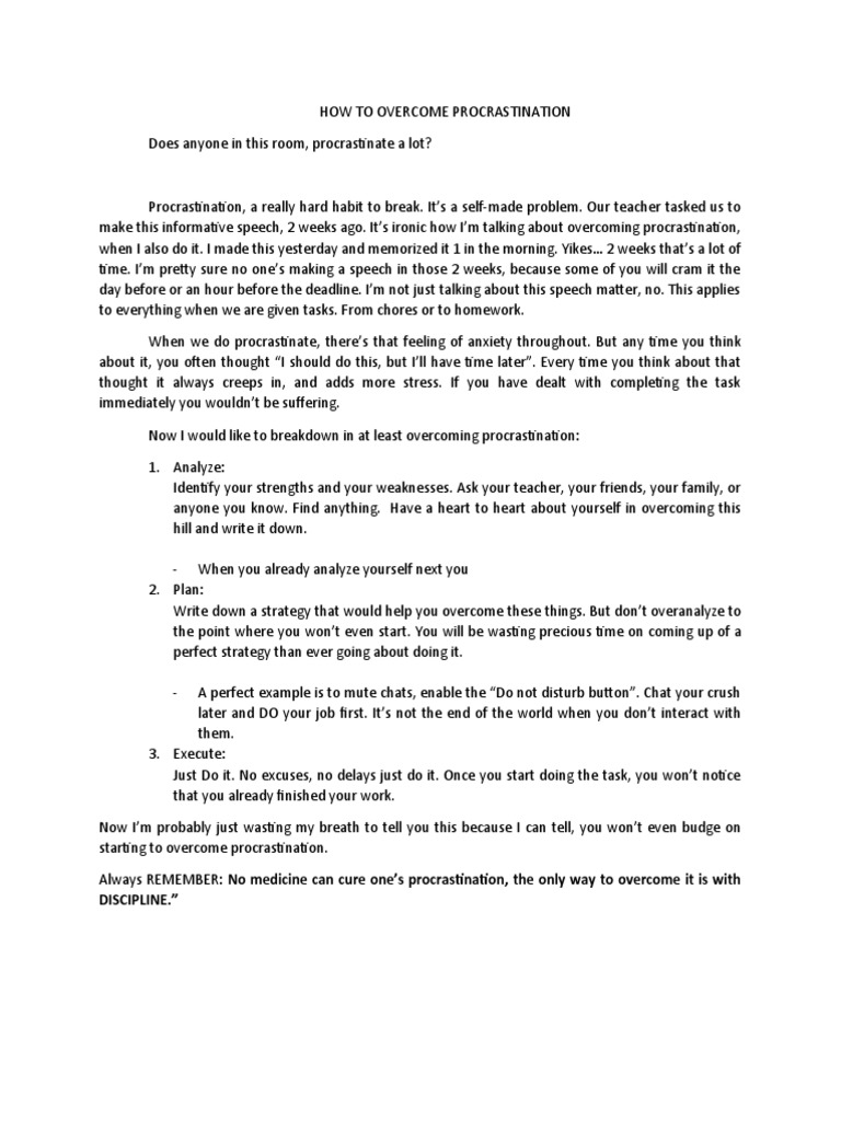 How to overcome procrastination pdf