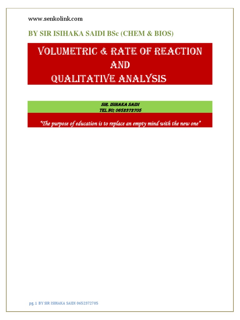 Olevel-Chemistry Practicals PDF | PDF | Chemistry | Titration