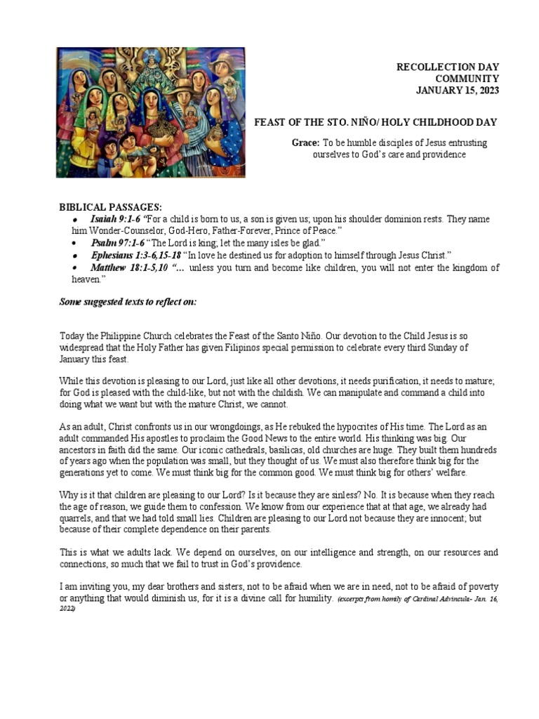 Recollection Day: Embracing Childlike Faith | PDF | Jesus | Humility