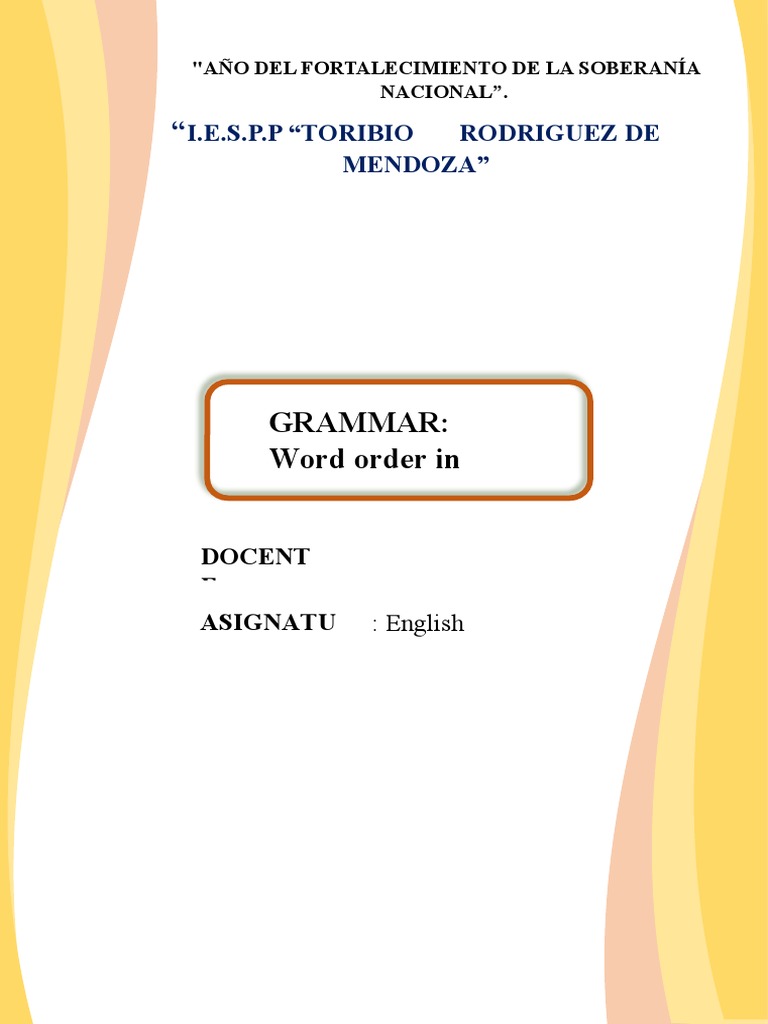 Word Order Exercises for A1 Students | PDF | Cognitive Science ...