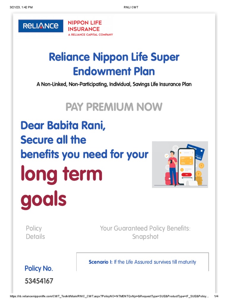 Long Term Goals Reliance Nippon Life Super Endowment Plan PDF