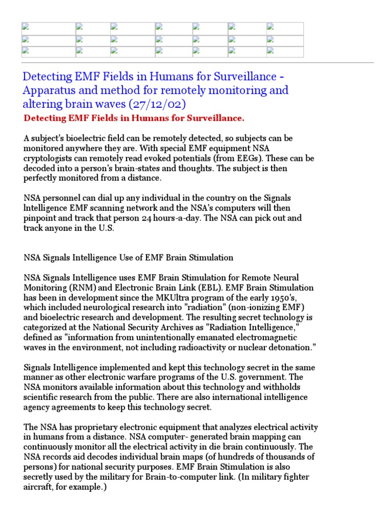 Detecting EMF Fields in Humans For Surveillance Apparatus and Method