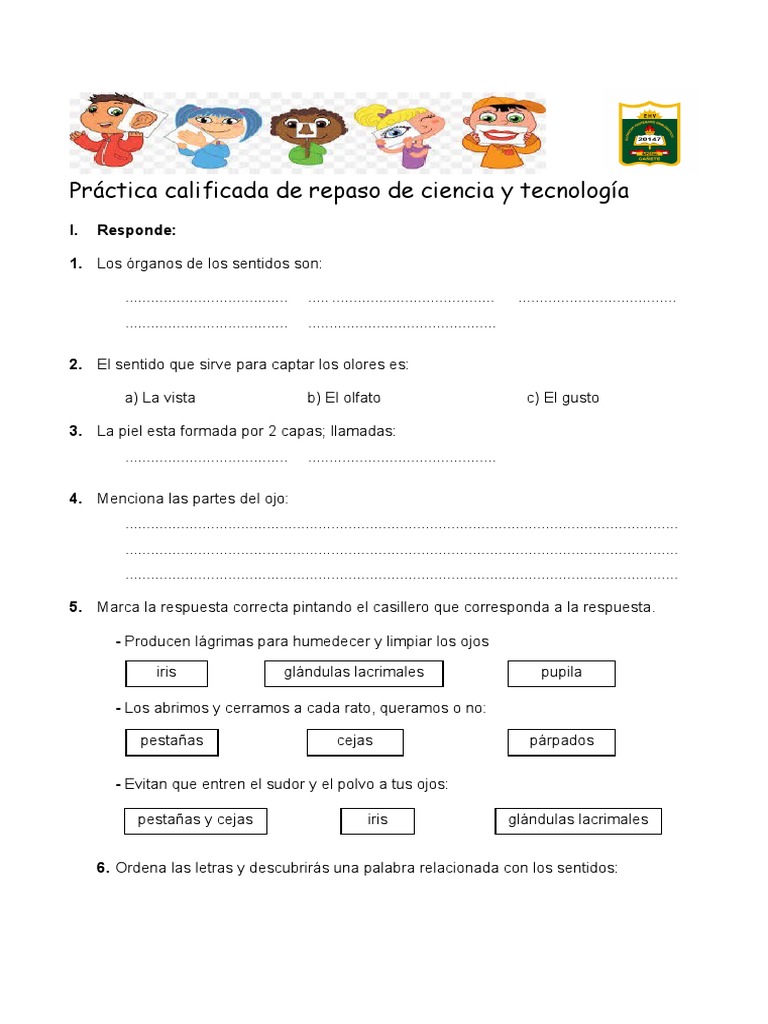 Ficha para Clase y Ficha Domiciliaria de Ciencia y Tecnologia | PDF | Ojo