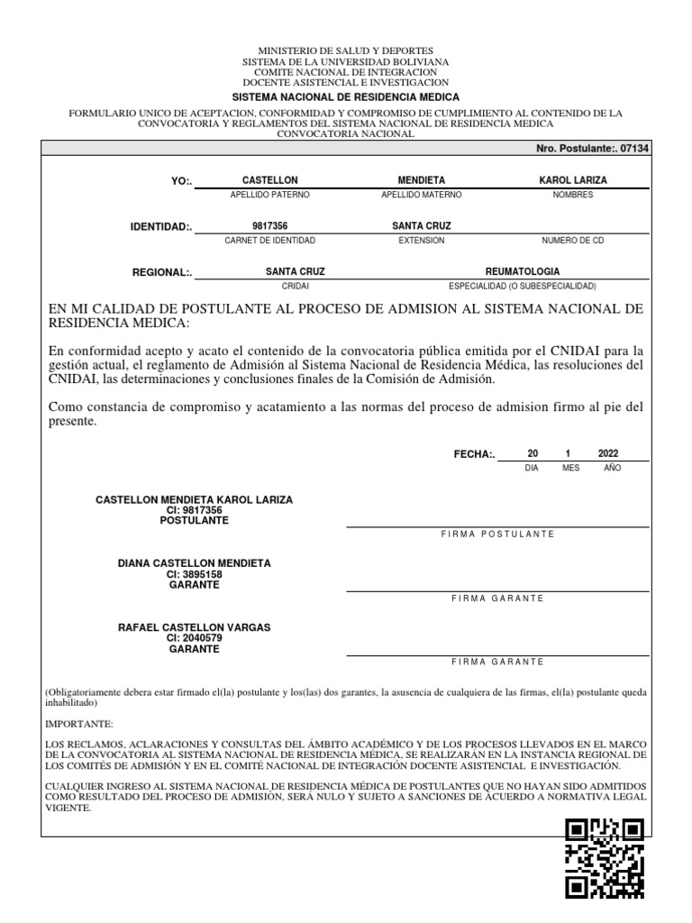 Compromiso de Admisión Residencia Médica | PDF | Justicia | Crimen y ...