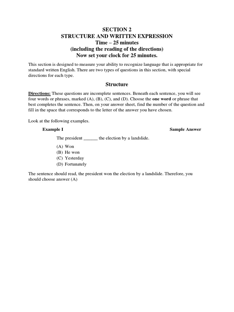 Structure and Written Expression Test | PDF | Sneakers | Phrase