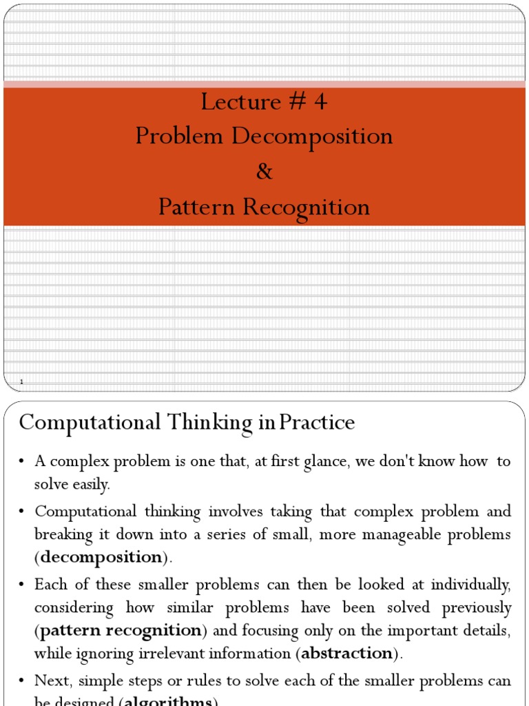 Lecture # 4 Problem Decomposition and Pattern Recognition | PDF ...