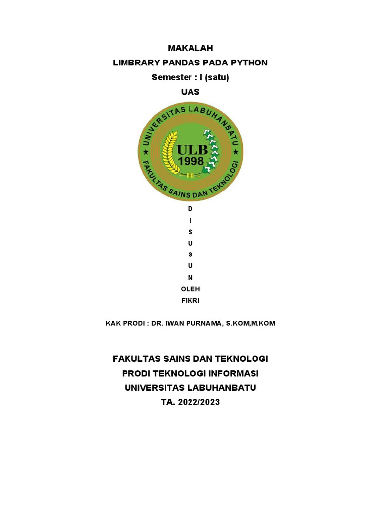 Fungsi Utama Library Pandas Python | PDF | Seni
