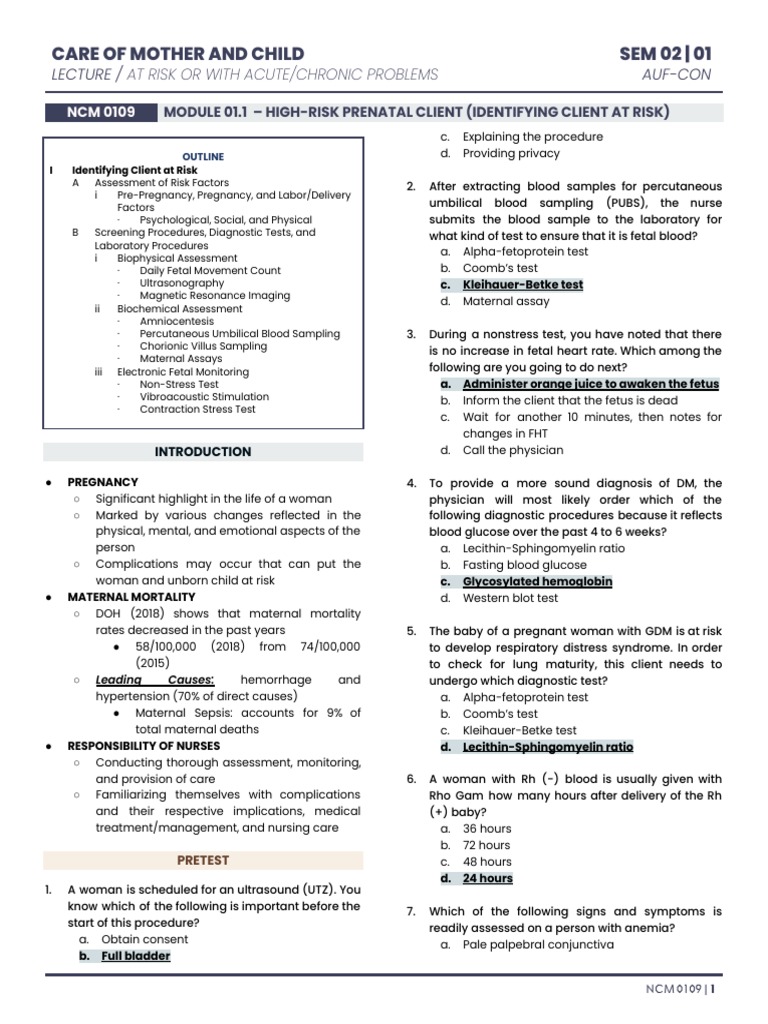 High-Risk Pregnancy Assessment Guide | PDF | Pregnancy | Childbirth