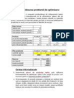 Optimizarea Planului de Productie - Studiu de Caz PDF