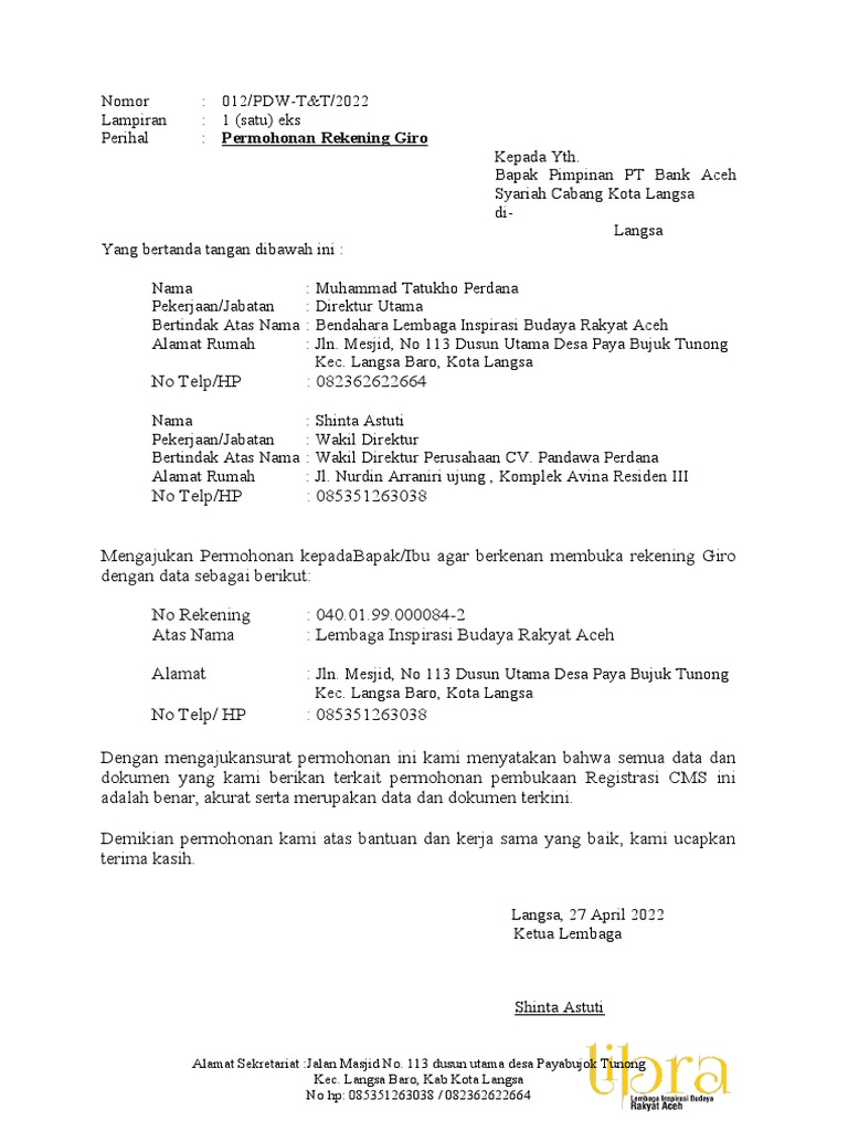 Surat permohonan cms pdf