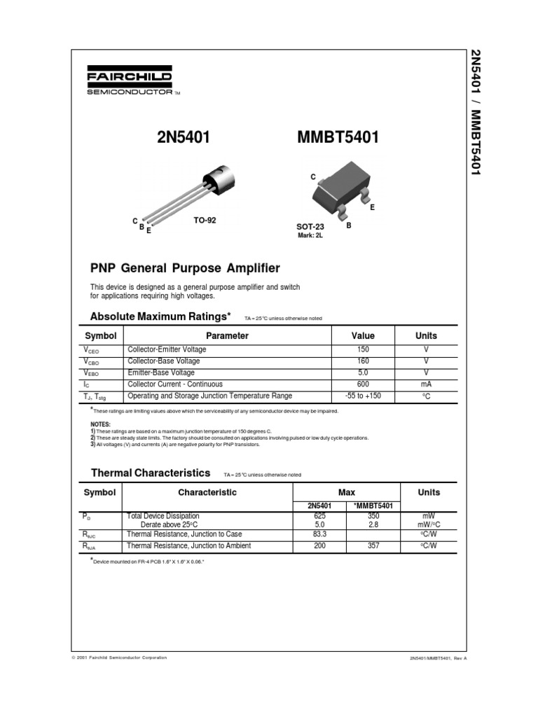 TRANSISTOR 2L 2n5401 - mmbt5401 | Download Free PDF | Bipolar Junction ...