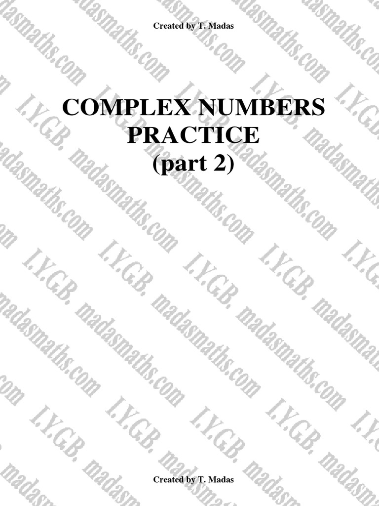 Complex Numbers Practice and Roots | PDF | Circle | Complex Number