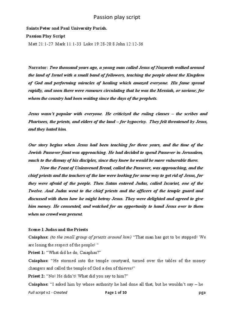 Passion Play Script for Youth | PDF | Jesus | Barabbas