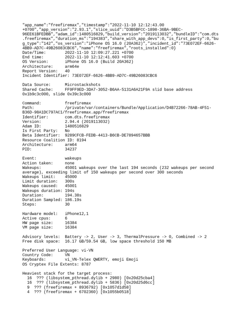 Free Fire MAX Performance Report | PDF | Ios | Computer Architecture