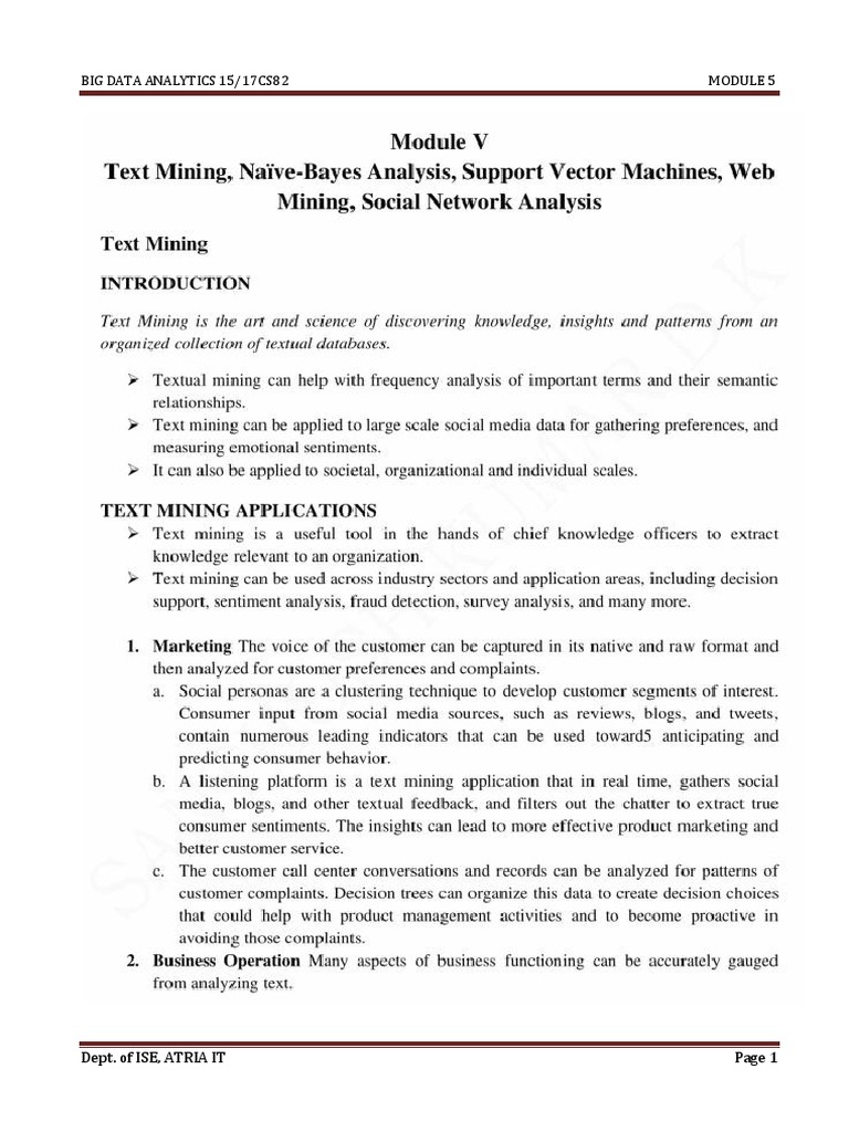 Big Data Analytics Module 5: A 30-Page Course Document from the ...