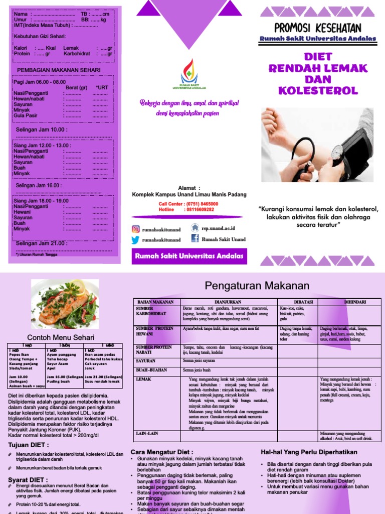 Leaflet Diet Rendah Lemak dan Kolesterol | PDF