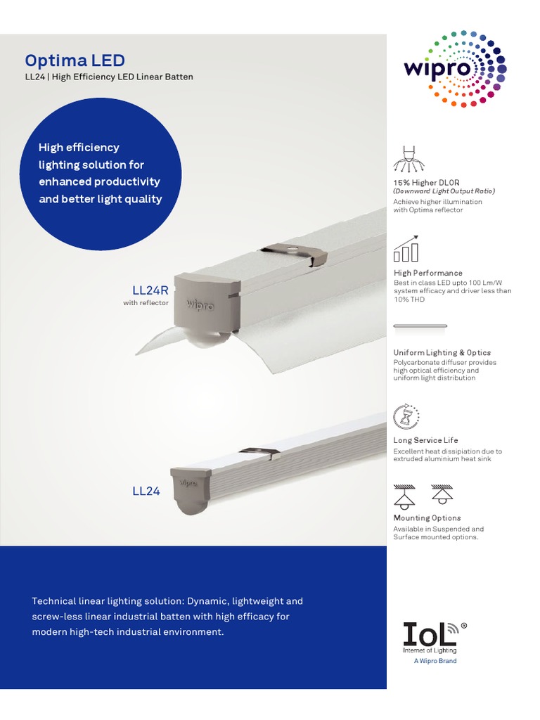 Wipro LL24 High Efficiency LED Batten | PDF | Light Emitting Diode ...