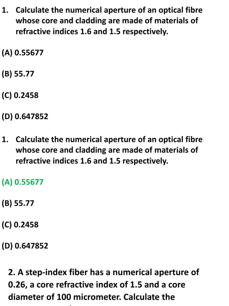 MCQ Unit III Phy110 PDF Optical Fiber Dispersion (Optics)