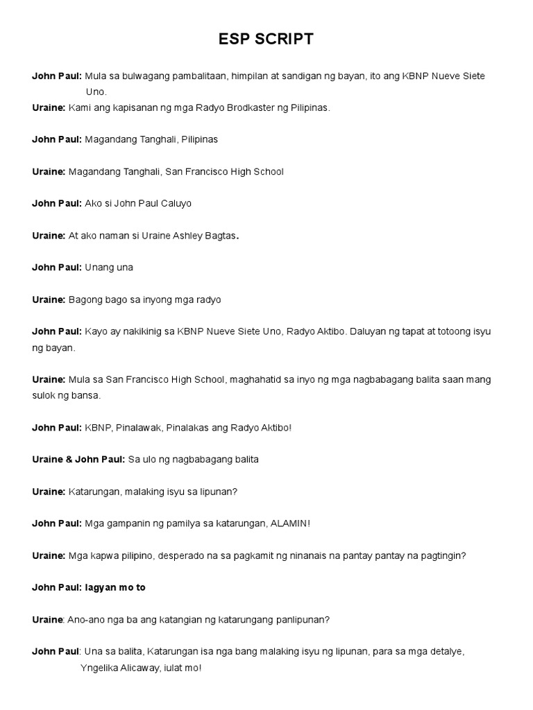 Esp Script PDF Esp script pdf