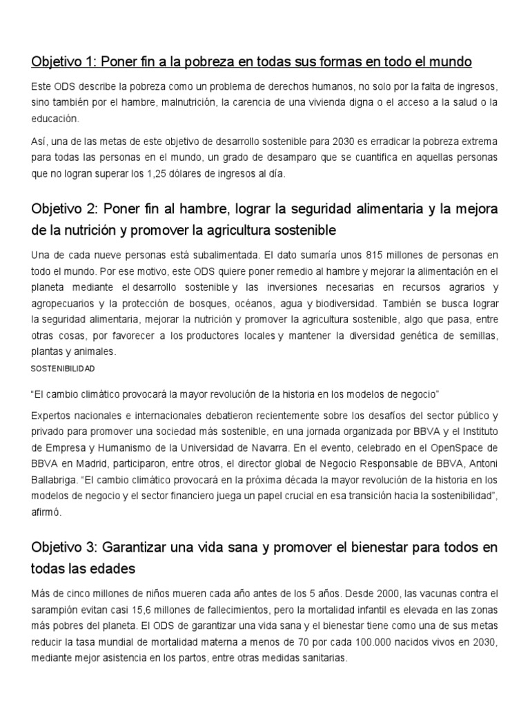 ODS: Fin de la Pobreza y Hambre | PDF | Sustentabilidad | Desarrollo ...