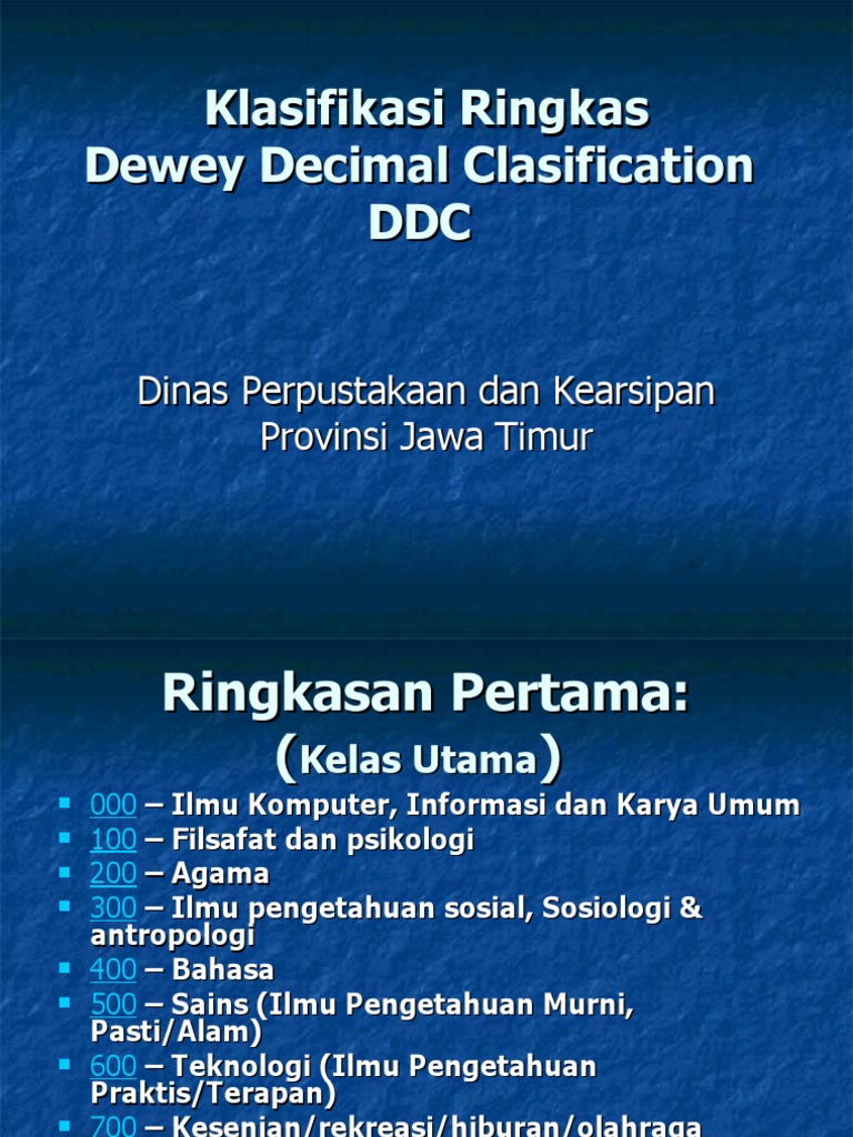 Klasifikasi DDC untuk Perpustakaan | PDF