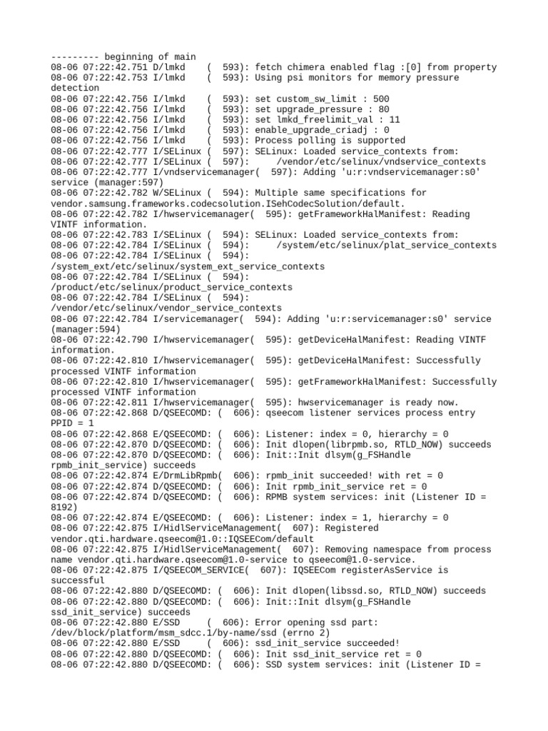 QSEECom Service Initialization Log | PDF | Proprietary Software | Data ...