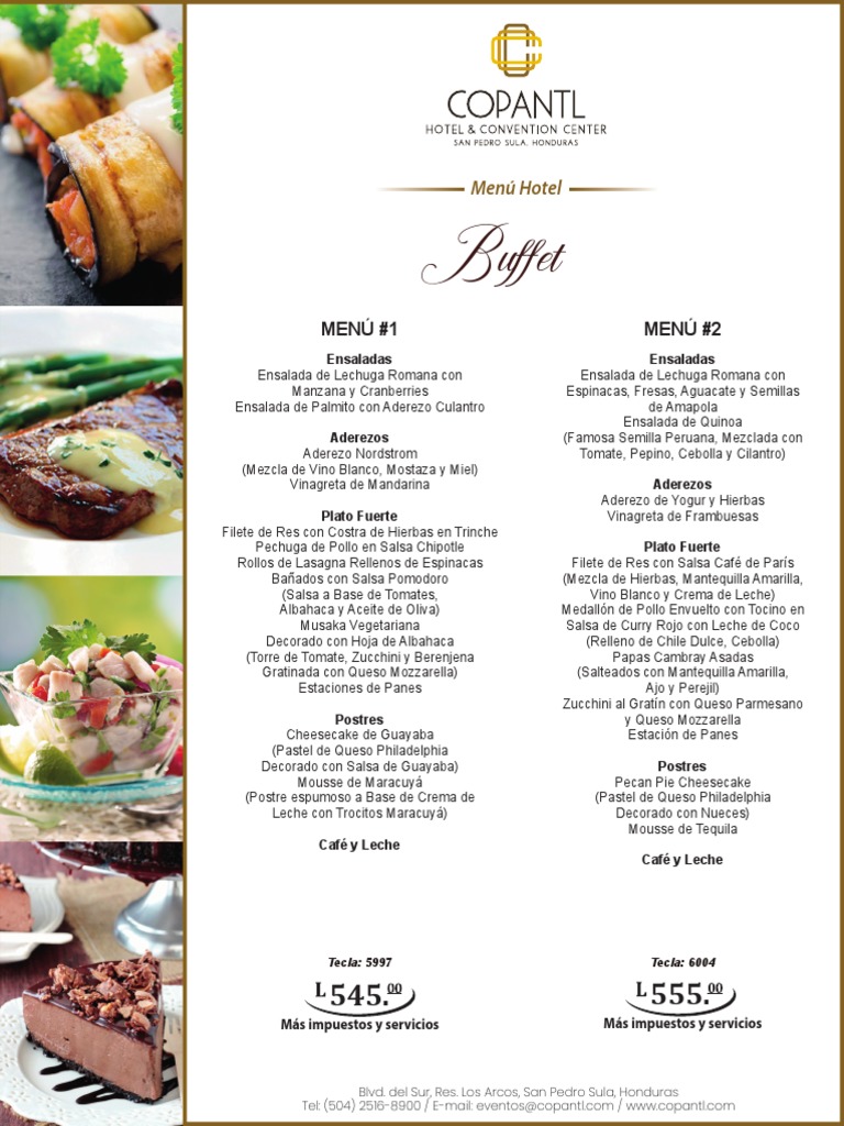Menu Buffet Hotel Nuevo | PDF | ensalada | Postres