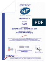 Certificat: Nersam 500S / Nersam 500 SNP Neuves-Maisons