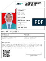 Kartu Peserta SNBP 2023: 423208934 Inka Safira 0053201198 Smks Bhakti Kartini Kota Bekasi Prov. Jawa Barat
