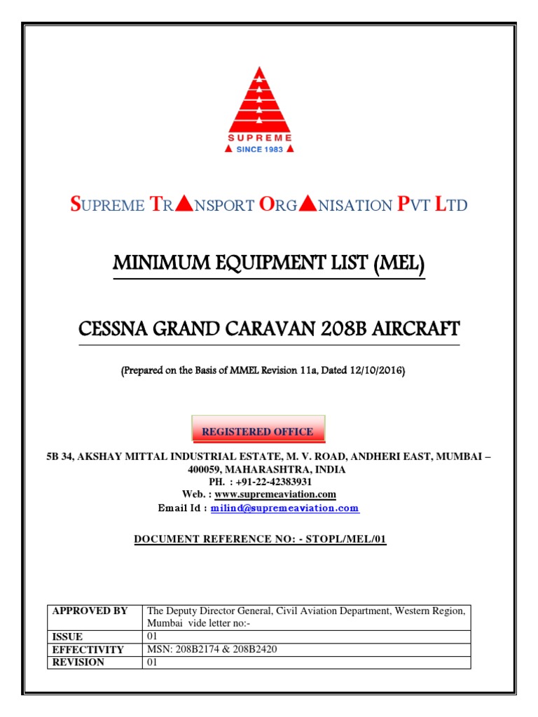 MEL Full Rev 1, August 2017 | Download Free PDF | Aviation | Transport
