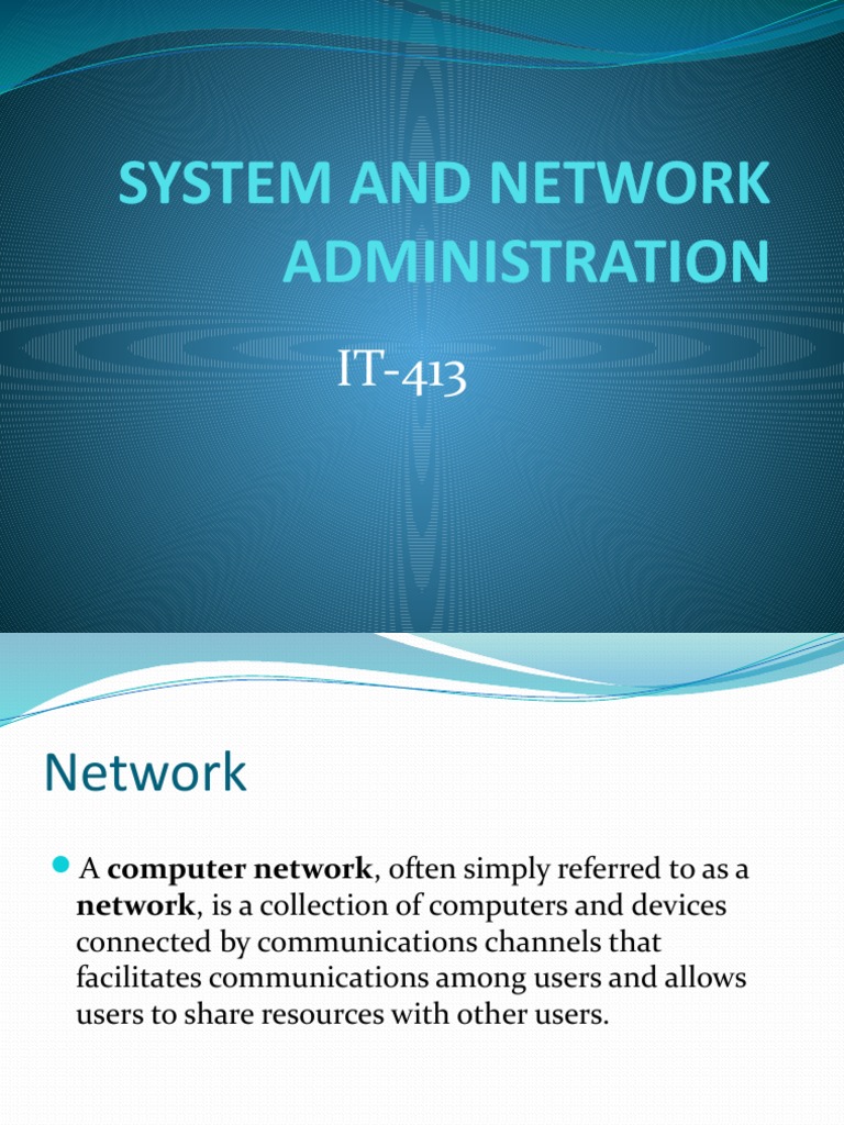 1 System and Network Administration PDF Computer Network