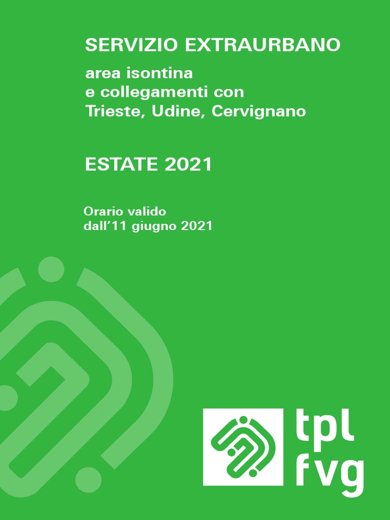 GORIZIA Orario Extraurbano Area Isontina Estate 2021 Fascicolo