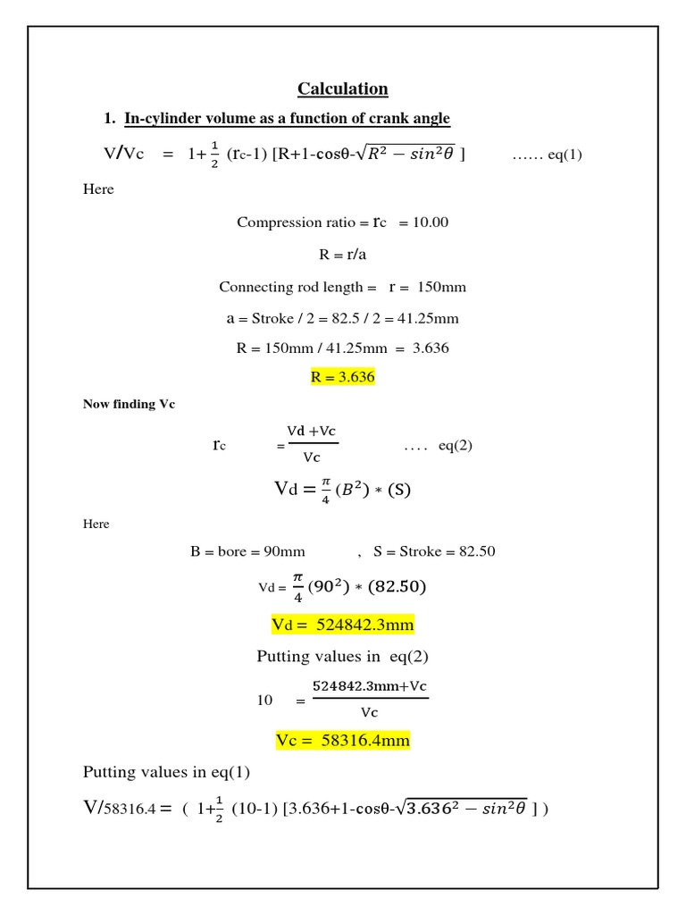 Thermodynamic Calculation PDF Temperature Diesel Engine