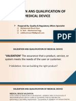 Validation & Qualification of Medical Device