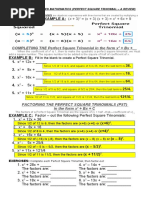 HAND OUT IN AD MATH THE PERFECT SQUARE TRINOMIAL A Review 1