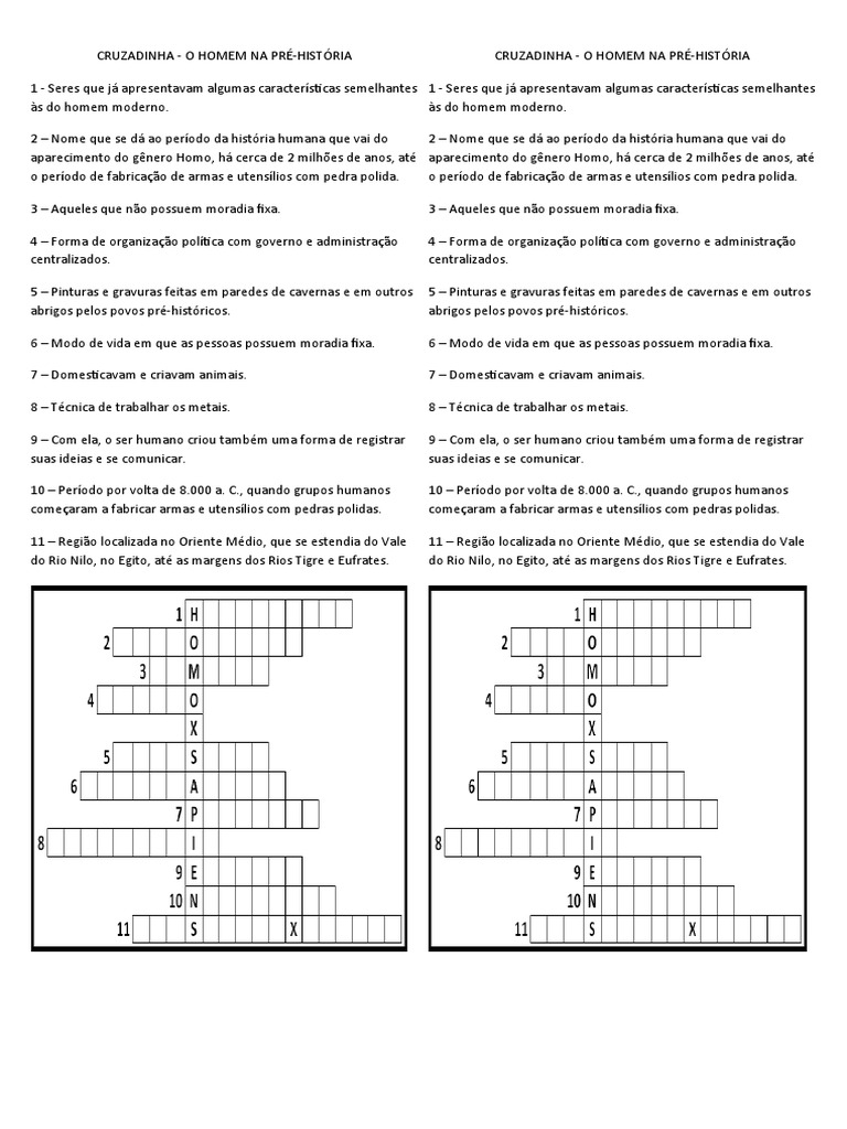 CRUZADINHA O Homem Na Pré História | PDF