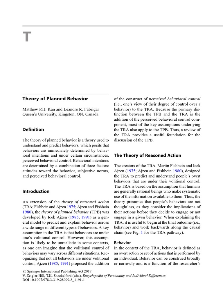 Definition of Theory of Planned Behavior | PDF | Attitude (Psychology ...