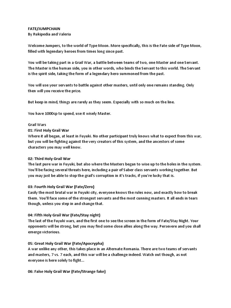 Fate/Jumpchain PDF