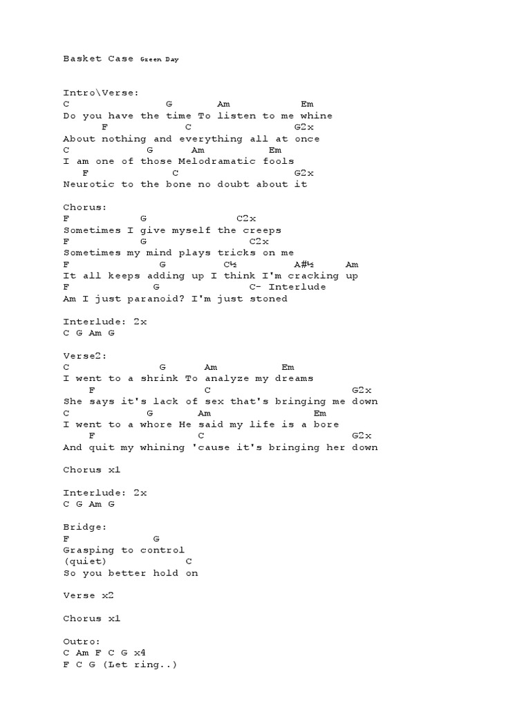 Basket Case Green Day C PDF