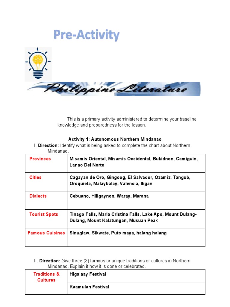 Chapter viii preactivity literature in northern mindanao and davao